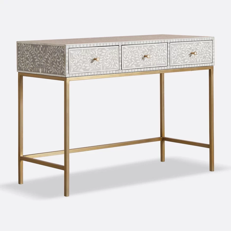 Bone Inlay Floral Console Table