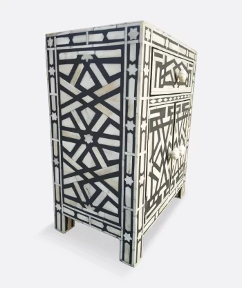 Bone Inlay Bedside Black