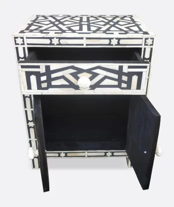 Bone Inlay Bedside Black