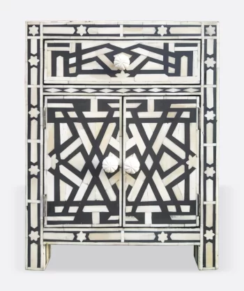 Bone Inlay Bedside Black