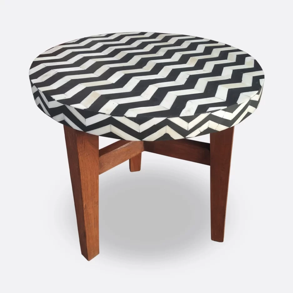 Bone Inlay Black End Table