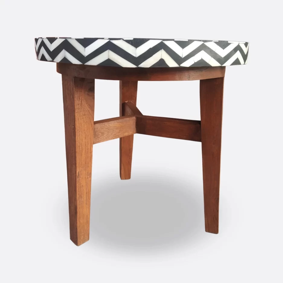 Bone Inlay Black End Table