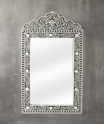 Bone inlay black mirror frame