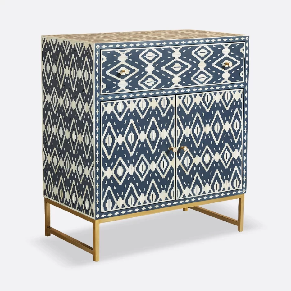 Bone Inlay Blue Cabinet