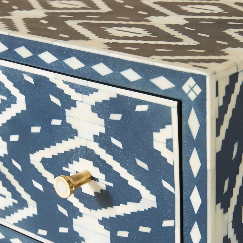 Bone Inlay Blue Cabinet