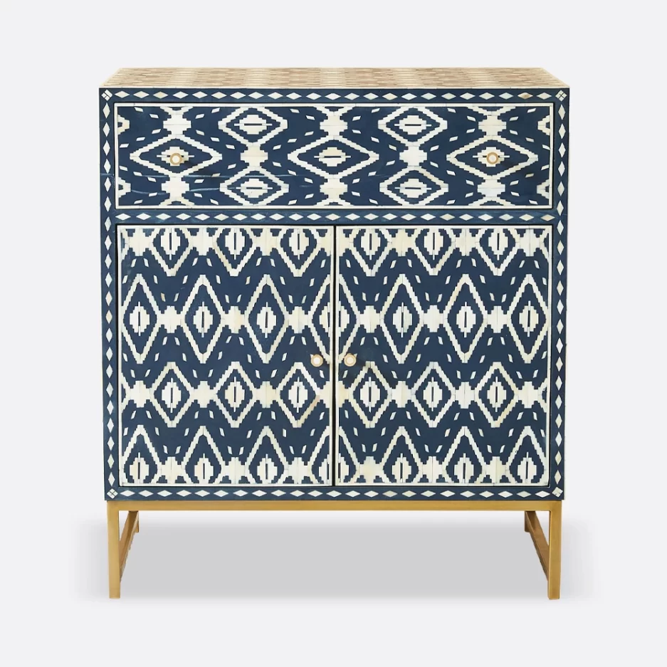 Bone Inlay Blue Cabinet