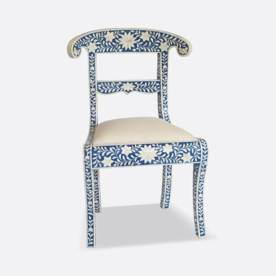 Bone Inlay Blue Chair