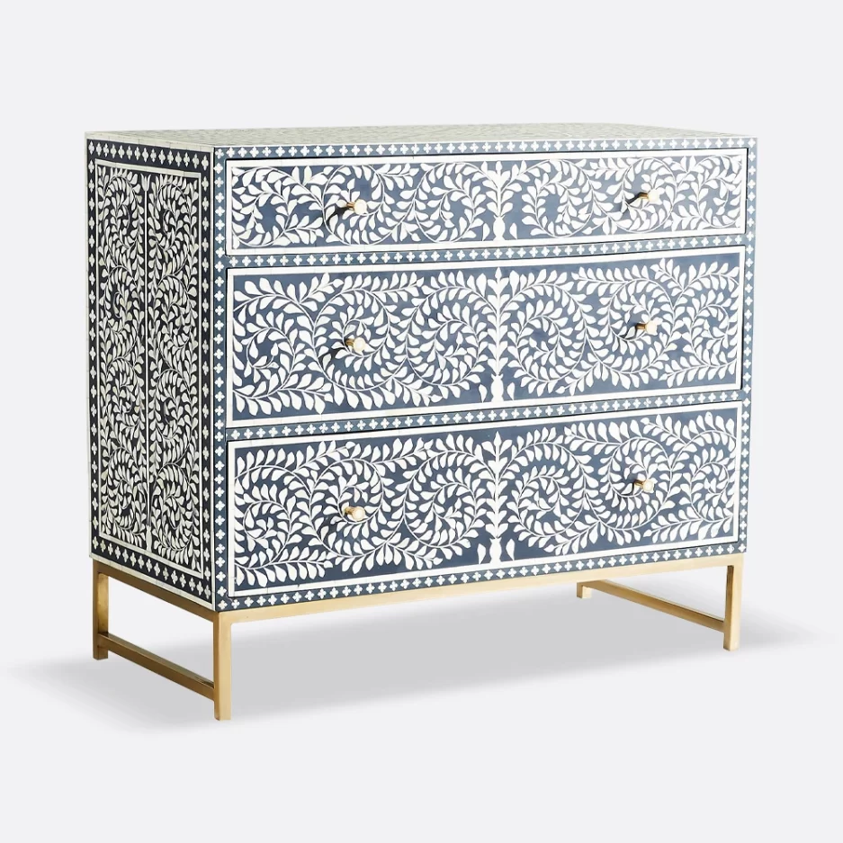 Bone Inlay Blue Dresser