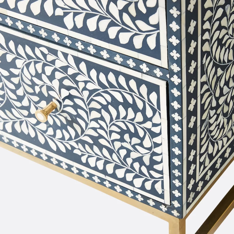 Bone Inlay Blue Dresser