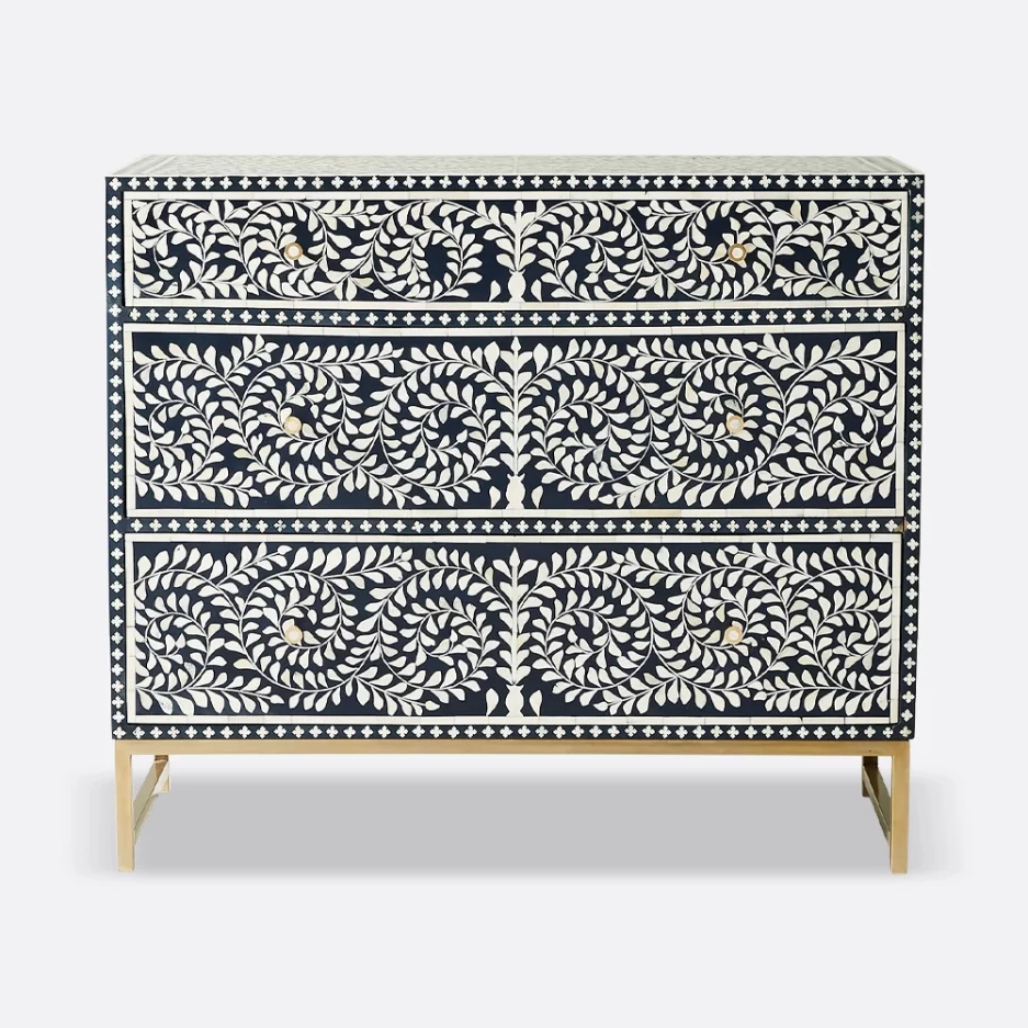 Bone Inlay Blue Dresser