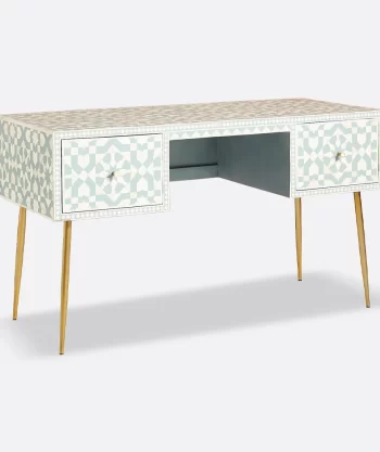 Bone Inlay Green Desk Table