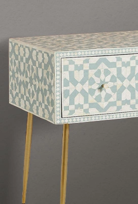 Bone inlay moroccan console