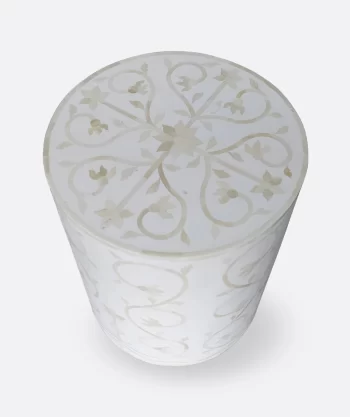 Bone Inlay White Side Table