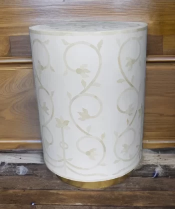 Bone Inlay White Side Table