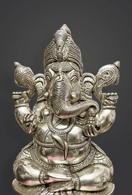 Silver clad handicraft ganesha