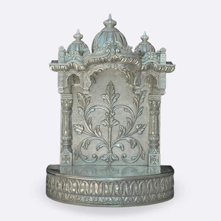 German Silver Pooja Mandir | Wooden Temple | Indian Furniture