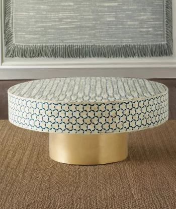 Bone inlay center table brass