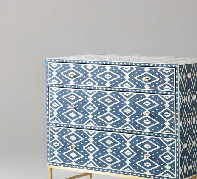 Bone inlay ikat drawer