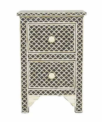 Bone Inlay 2 Drawer Bedside