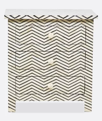 Bone Inlay 3 Drawer Nightstand