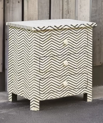 Bone Inlay 3 Drawer Nightstand
